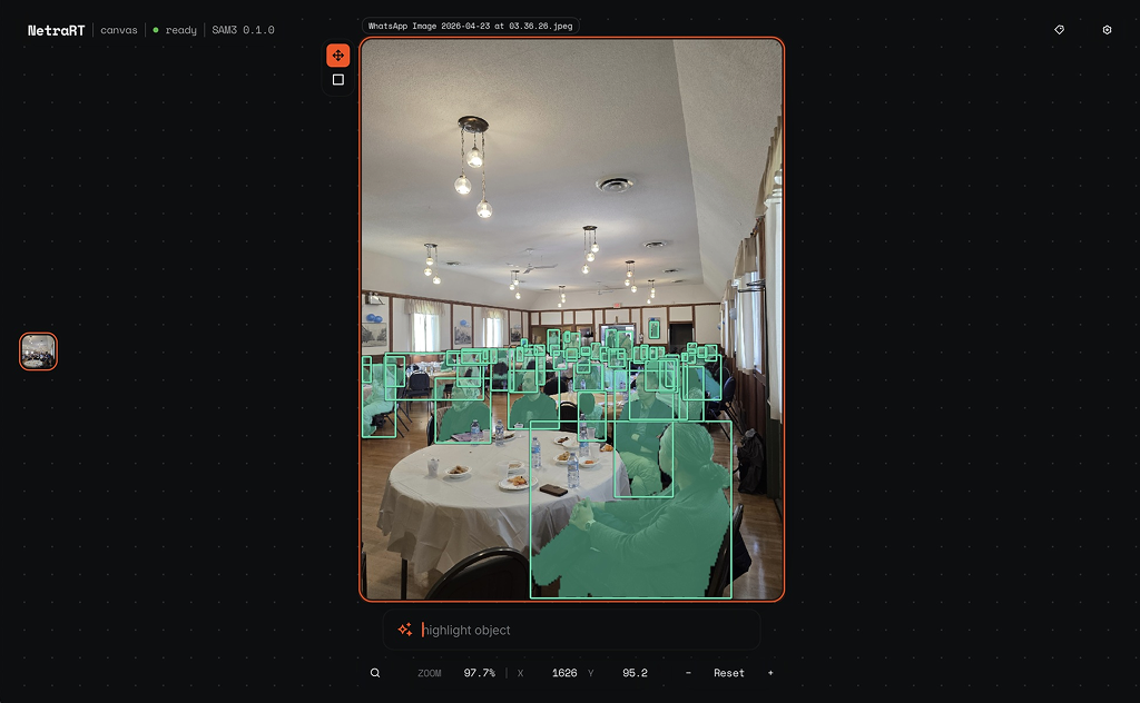 Image annotation workspace with highlighted object regions